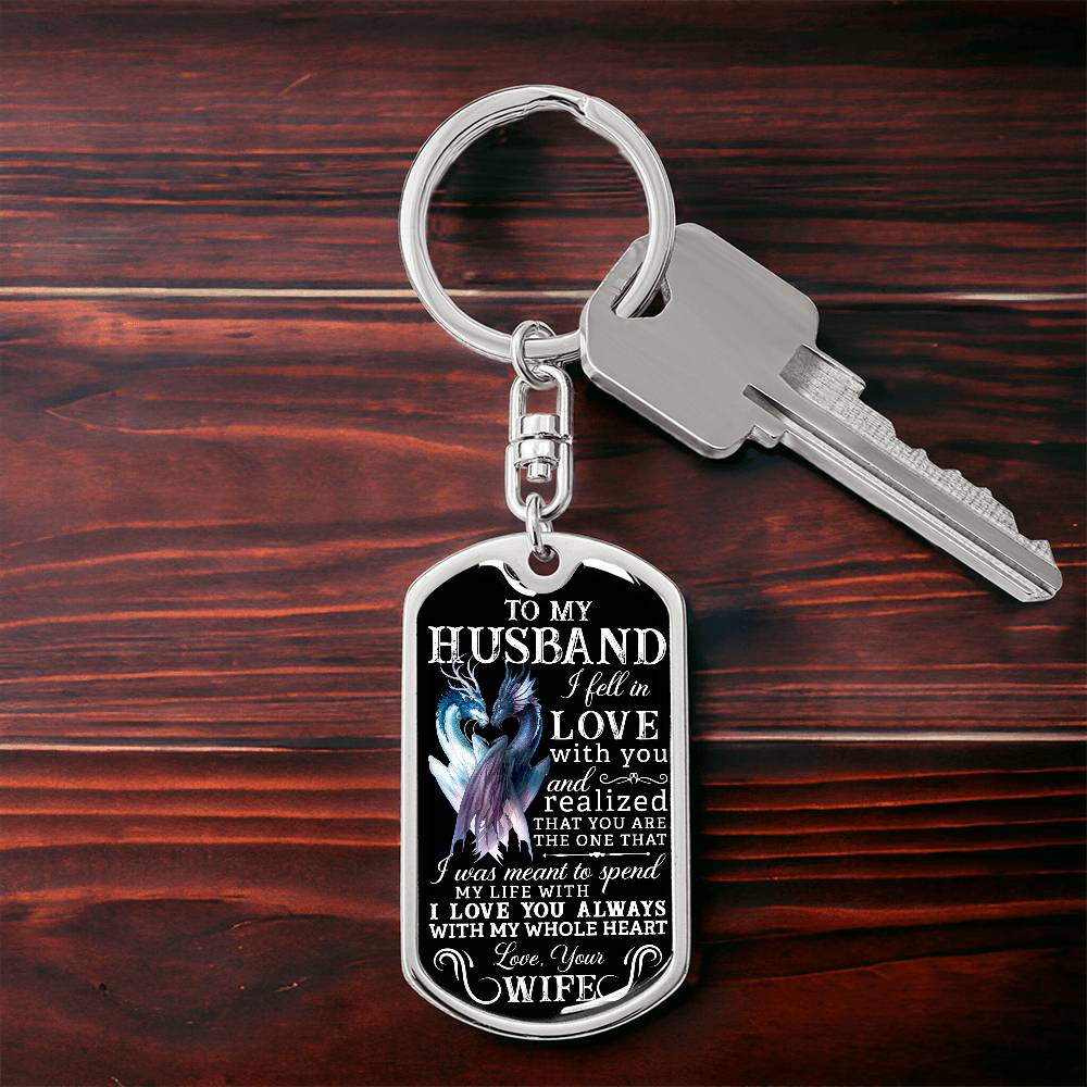 To Husband Personalized Dog Tag Keychain Gift, Twin Flame Gift, Valentine's Gift for Him, Soulmate Keychain Gift, Husband Anniversary Gift