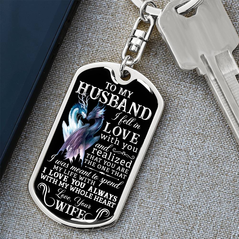 To Husband Personalized Dog Tag Keychain Gift, Twin Flame Gift, Valentine's Gift for Him, Soulmate Keychain Gift, Husband Anniversary Gift