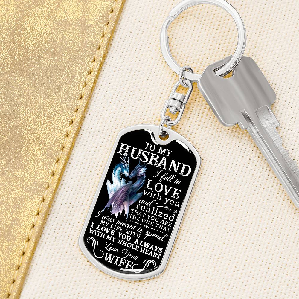 To Husband Personalized Dog Tag Keychain Gift, Twin Flame Gift, Valentine's Gift for Him, Soulmate Keychain Gift, Husband Anniversary Gift