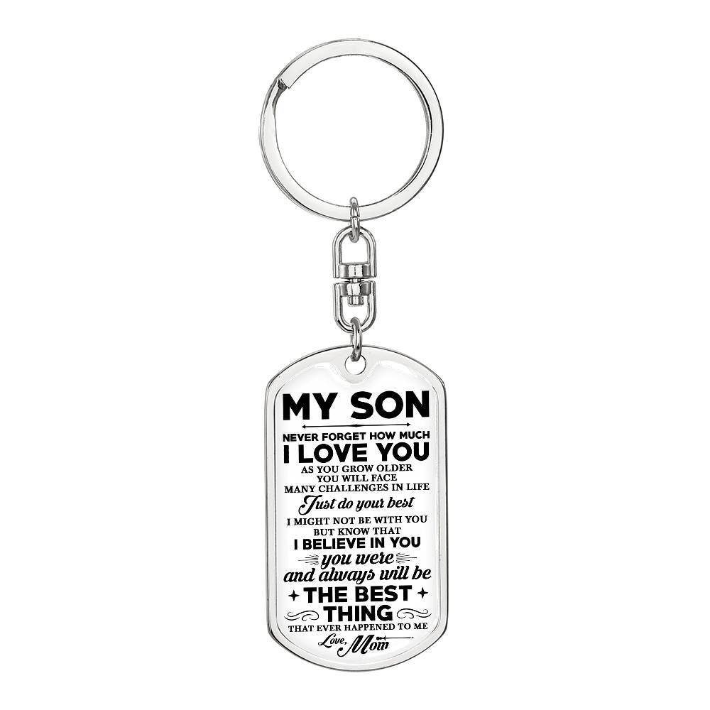 To  My Son, Never Forget Love Mom Dogtag Keychain