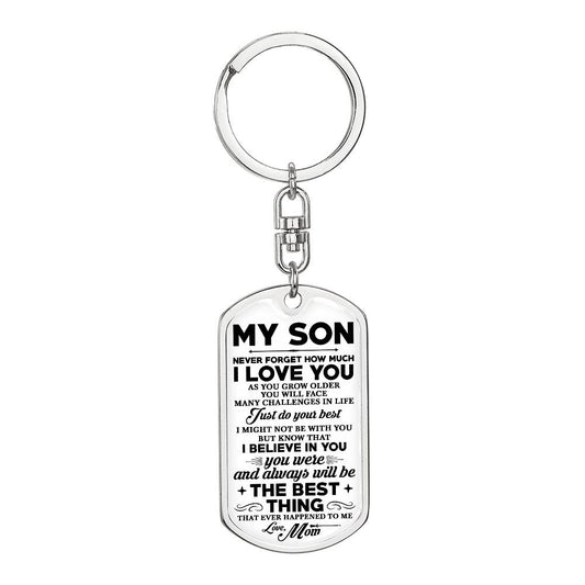 To  My Son, Never Forget Love Mom Dogtag Keychain