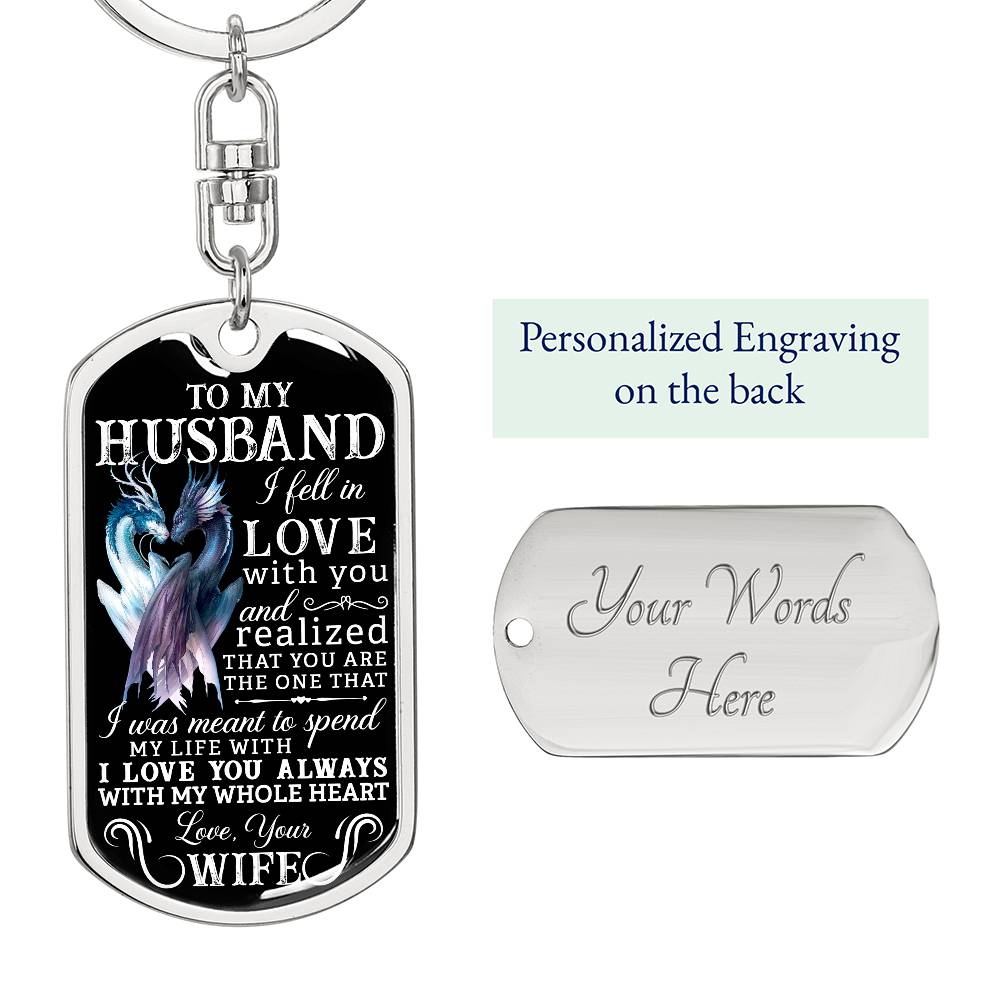 To Husband Personalized Dog Tag Keychain Gift, Twin Flame Gift, Valentine's Gift for Him, Soulmate Keychain Gift, Husband Anniversary Gift