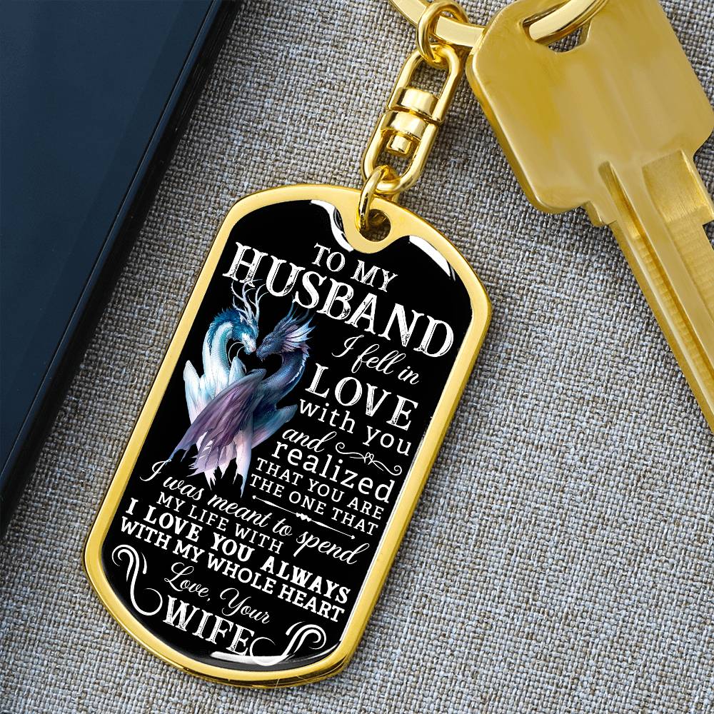 To Husband Personalized Dog Tag Keychain Gift, Twin Flame Gift, Valentine's Gift for Him, Soulmate Keychain Gift, Husband Anniversary Gift