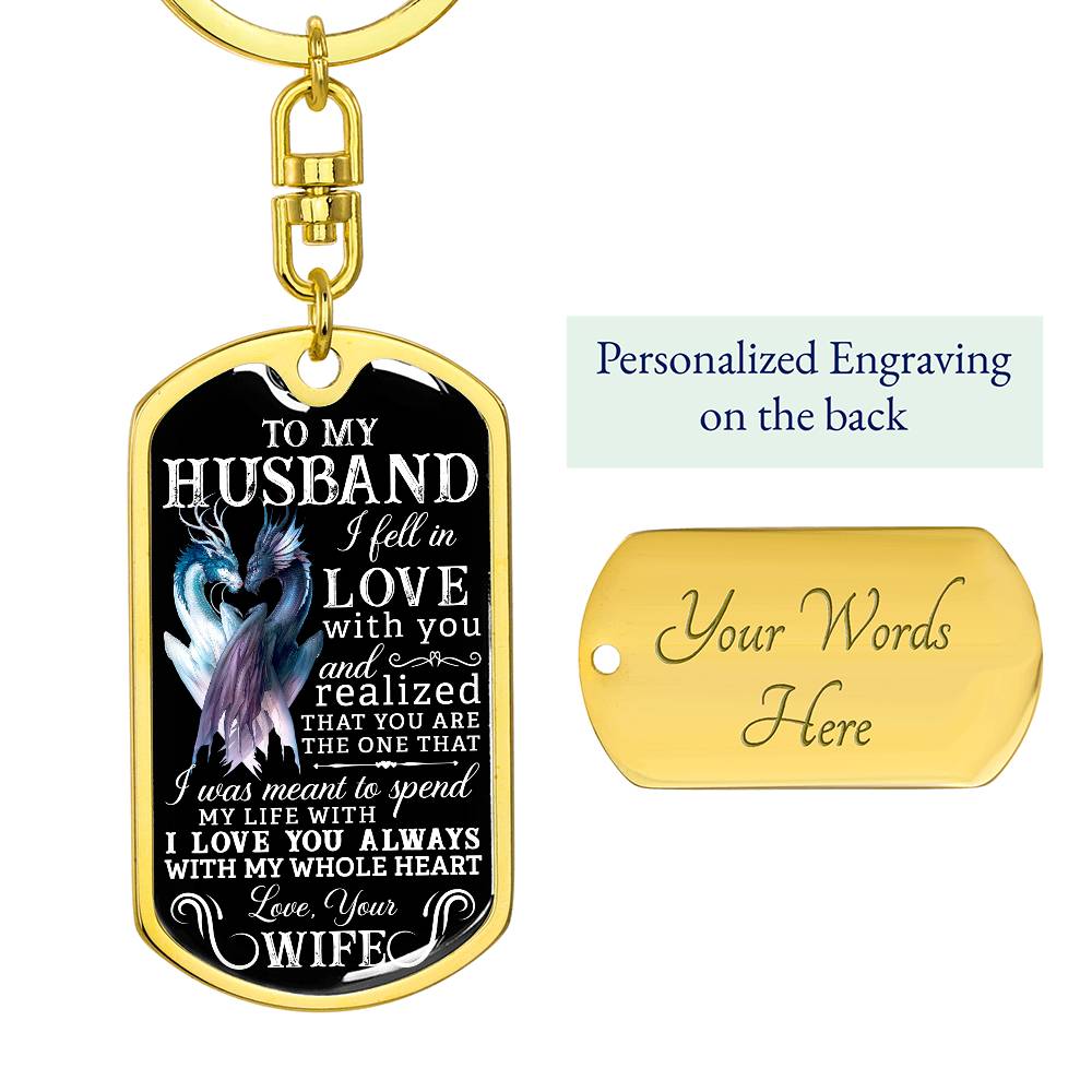 To Husband Personalized Dog Tag Keychain Gift, Twin Flame Gift, Valentine's Gift for Him, Soulmate Keychain Gift, Husband Anniversary Gift