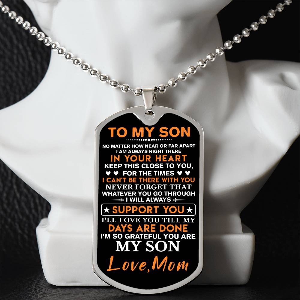 To My Son Dog Tag Necklace, Gift for Son, Dog Tag For Son, Son Gift from Mom, Military Dog Tag Necklace, Son Birthday, Mother to Son Gift