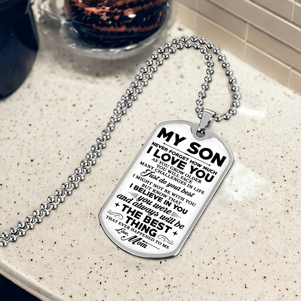 To My Son Dog Tag Necklace, Gift for Son, Dog Tag For Son, Son Gift from Mom, Military Dog Tag Necklace, Son Birthday, Mother to Son Gift