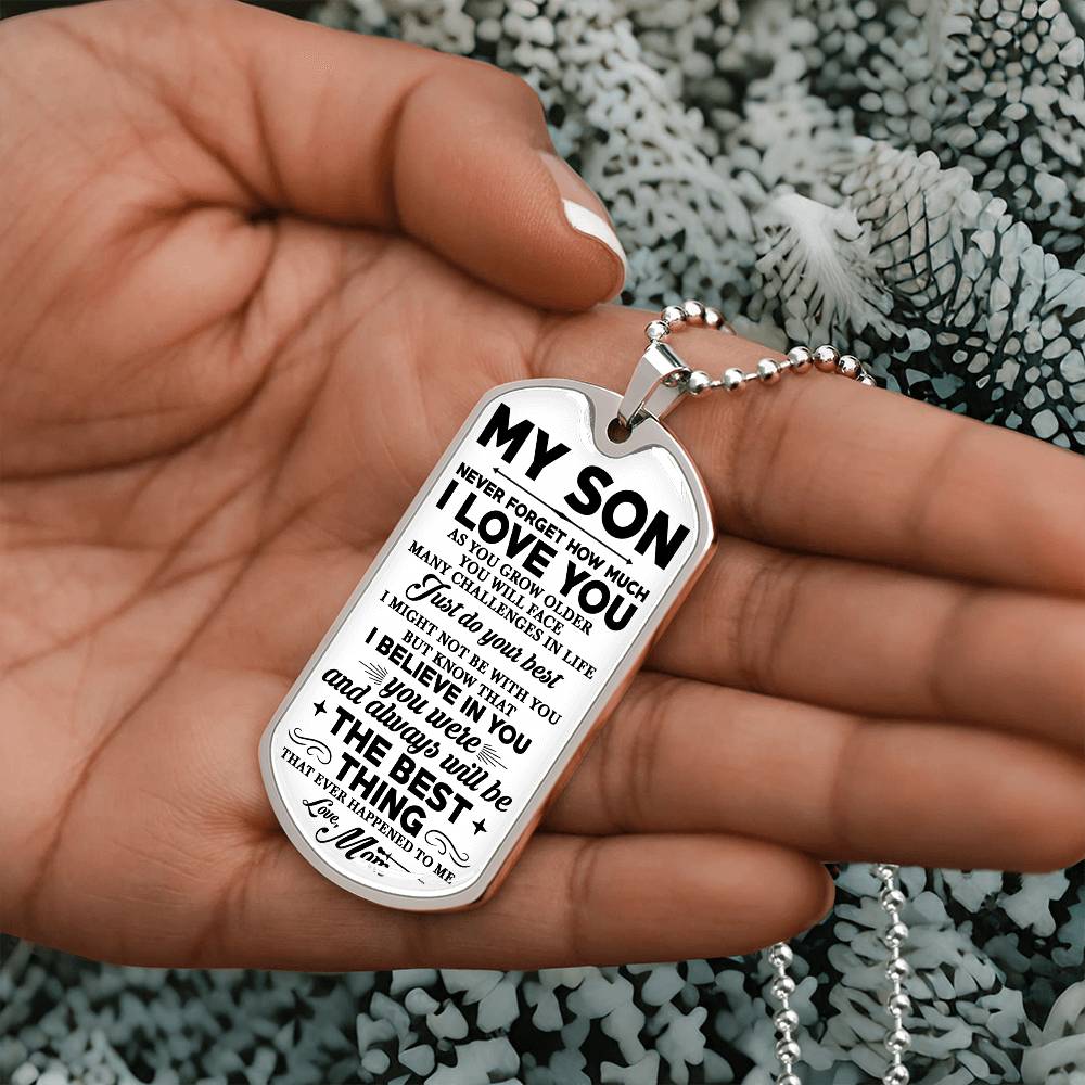 To My Son Dog Tag Necklace, Gift for Son, Dog Tag For Son, Son Gift from Mom, Military Dog Tag Necklace, Son Birthday, Mother to Son Gift