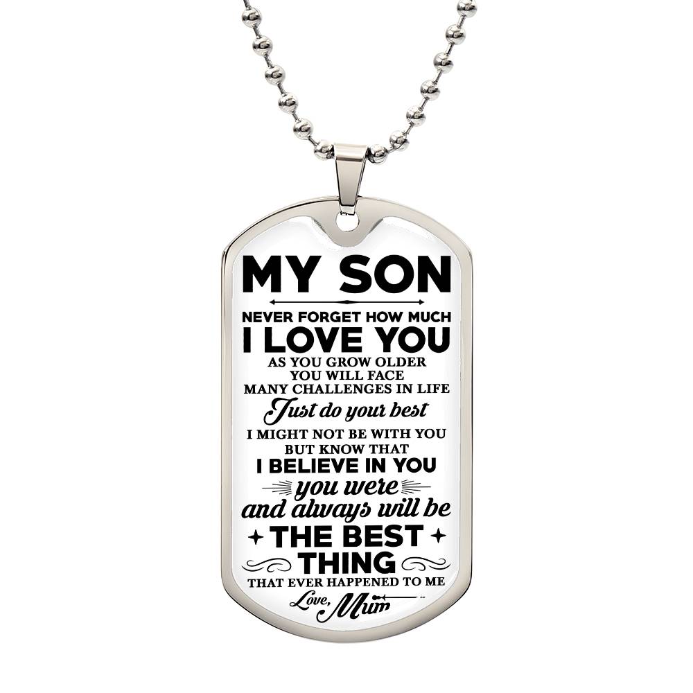 To My Son Dog Tag Necklace, Gift for Son, Dog Tag For Son, Son Gift from Mom, Mum Military Dog Tag Necklace, Son Birthday, Mother to Son Gift