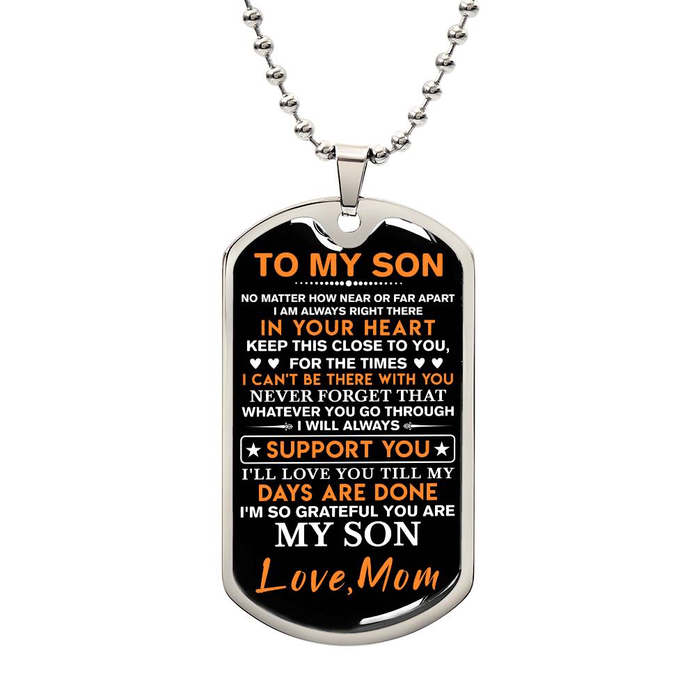 To My Son Dog Tag Necklace, Gift for Son, Dog Tag For Son, Son Gift from Mom, Military Dog Tag Necklace, Son Birthday, Mother to Son Gift