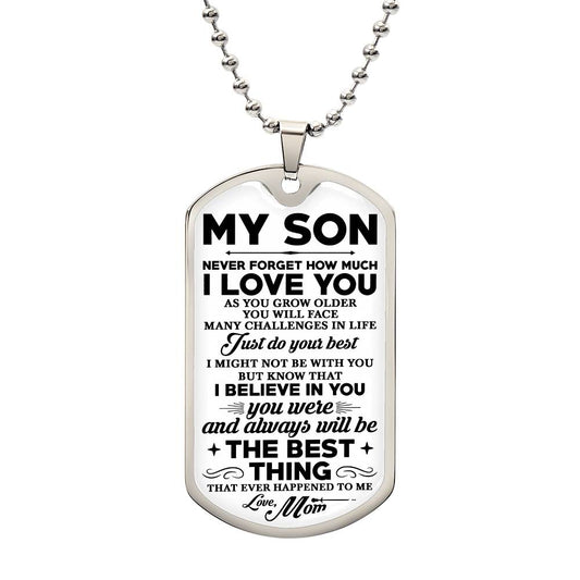 To My Son Dog Tag Necklace, Gift for Son, Dog Tag For Son, Son Gift from Mom, Military Dog Tag Necklace, Son Birthday, Mother to Son Gift