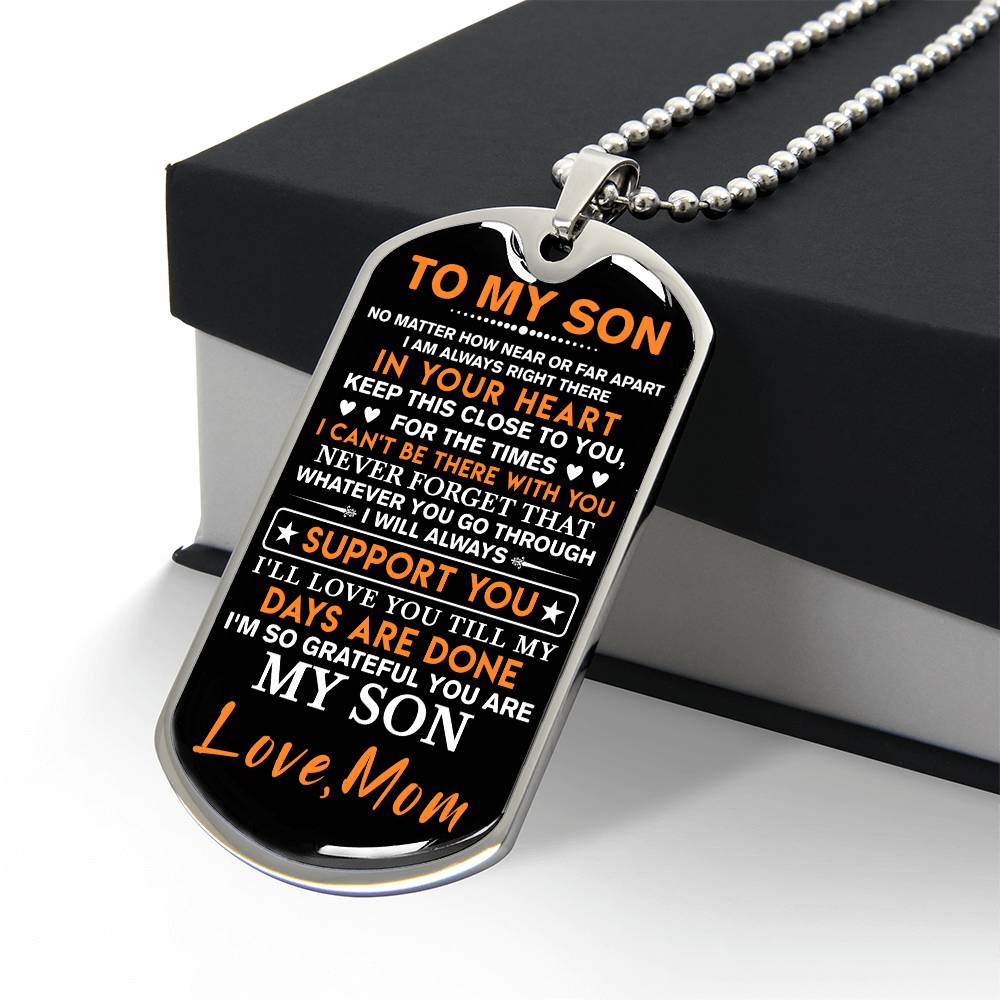 To My Son Dog Tag Necklace, Gift for Son, Dog Tag For Son, Son Gift from Mom, Military Dog Tag Necklace, Son Birthday, Mother to Son Gift