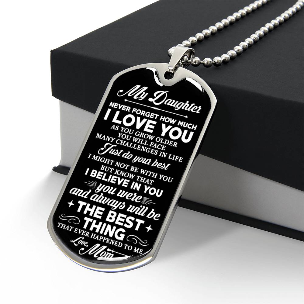 To My Daughter Engraved Dog Tag Pendant, Custom Necklace Daughter, Daughter Gift from Mom, Daughter Birthday, Inspiration Gift for Daughter