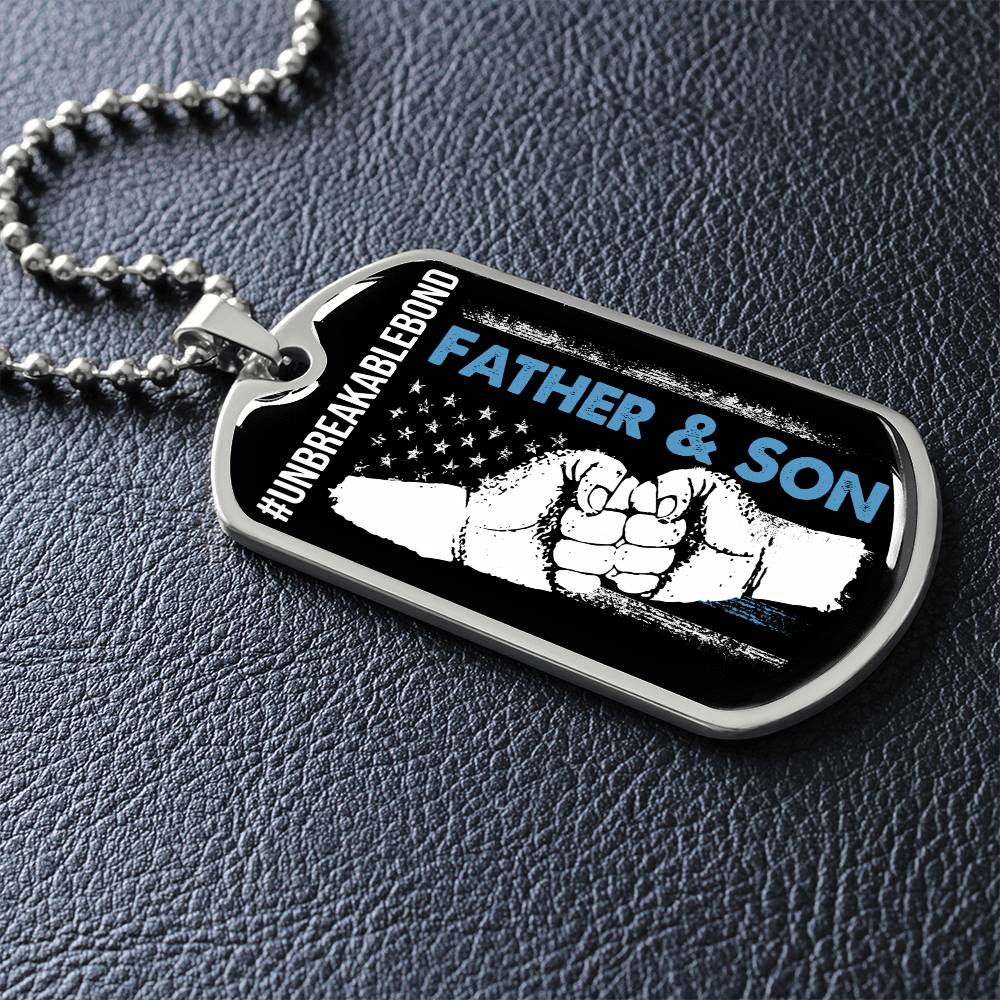 Father and Son, Unbreakable Bond Dog Tag Necklace