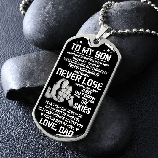 To My Son l NEVER LOSE l Dog Tag Necklace