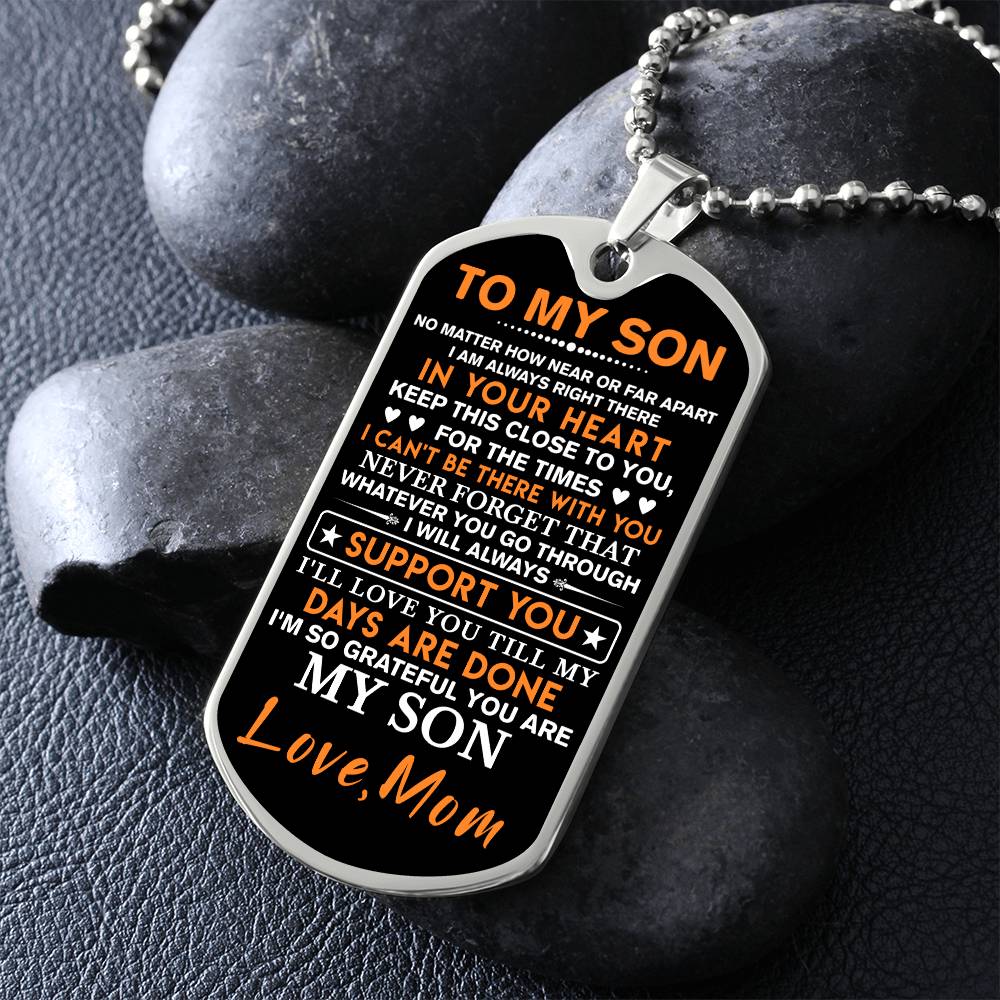 To My Son Dog Tag Necklace, Gift for Son, Dog Tag For Son, Son Gift from Mom, Military Dog Tag Necklace, Son Birthday, Mother to Son Gift