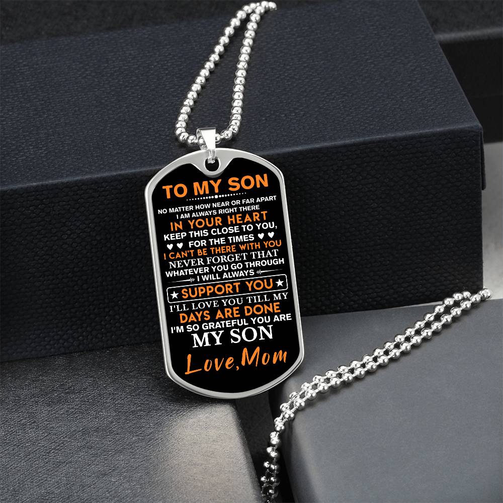 To My Son Dog Tag Necklace, Gift for Son, Dog Tag For Son, Son Gift from Mom, Military Dog Tag Necklace, Son Birthday, Mother to Son Gift