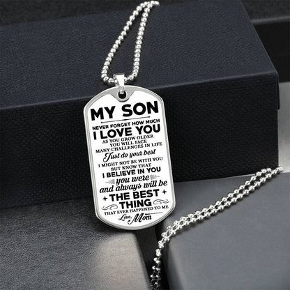 To My Son Dog Tag Necklace, Gift for Son, Dog Tag For Son, Son Gift from Mom, Military Dog Tag Necklace, Son Birthday, Mother to Son Gift