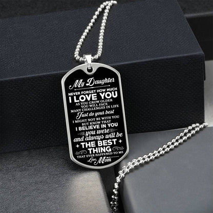 To My Daughter Engraved Dog Tag Pendant, Custom Necklace Daughter, Daughter Gift from Mom, Daughter Birthday, Inspiration Gift for Daughter