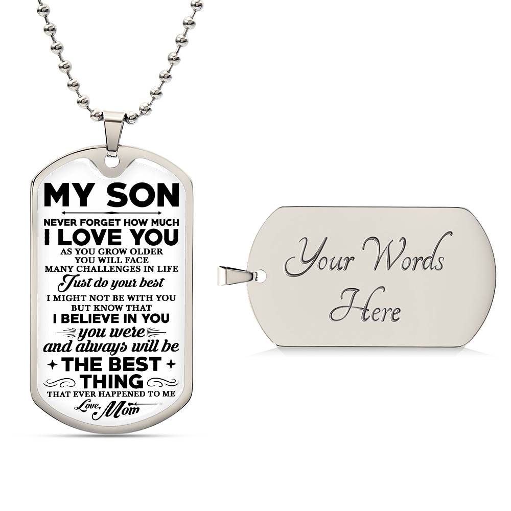 To My Son Dog Tag Necklace, Gift for Son, Dog Tag For Son, Son Gift from Mom, Military Dog Tag Necklace, Son Birthday, Mother to Son Gift