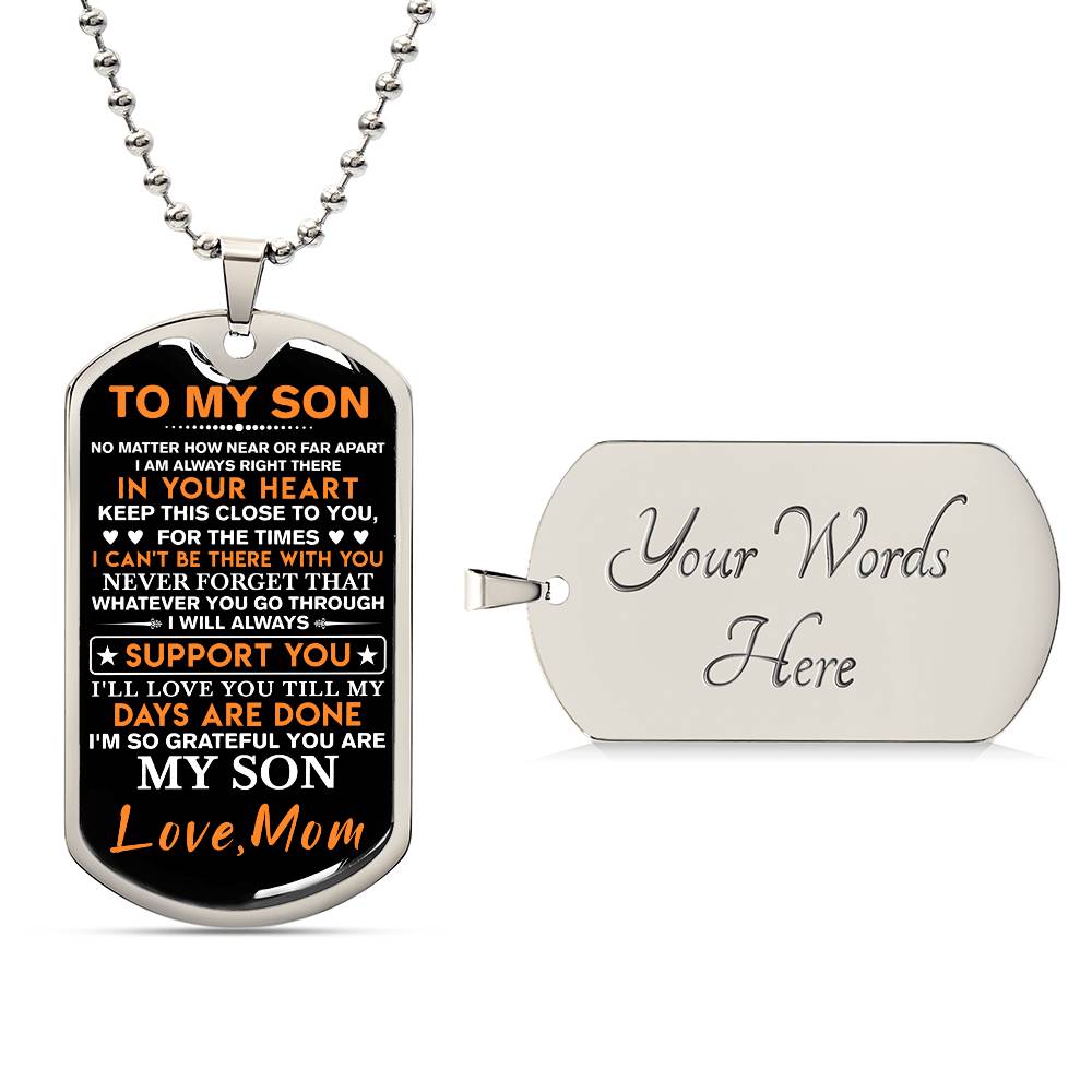 To My Son Dog Tag Necklace, Gift for Son, Dog Tag For Son, Son Gift from Mom, Military Dog Tag Necklace, Son Birthday, Mother to Son Gift