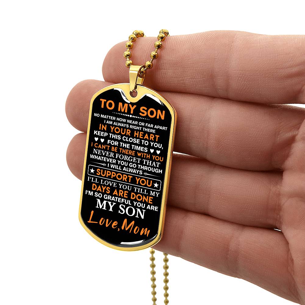 To My Son Dog Tag Necklace, Gift for Son, Dog Tag For Son, Son Gift from Mom, Military Dog Tag Necklace, Son Birthday, Mother to Son Gift