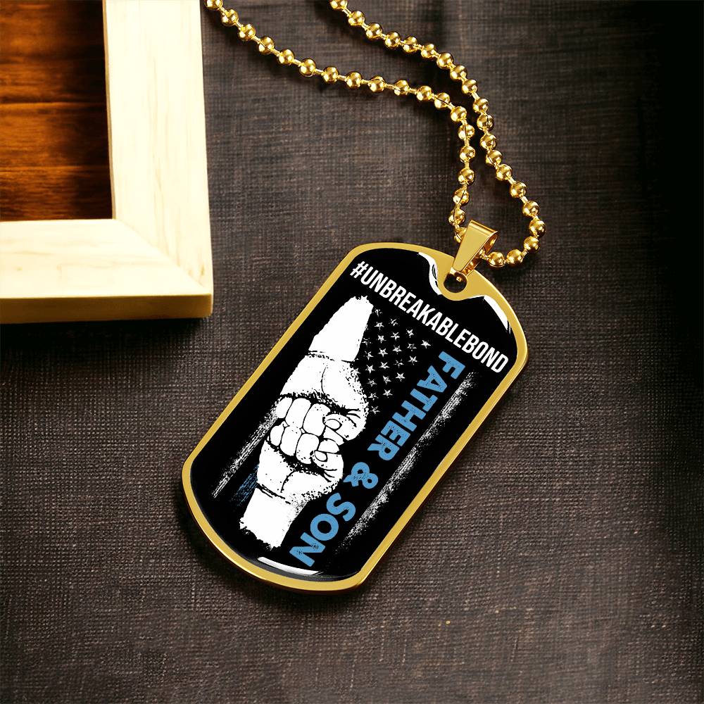 Father and Son, Unbreakable Bond Dog Tag Necklace