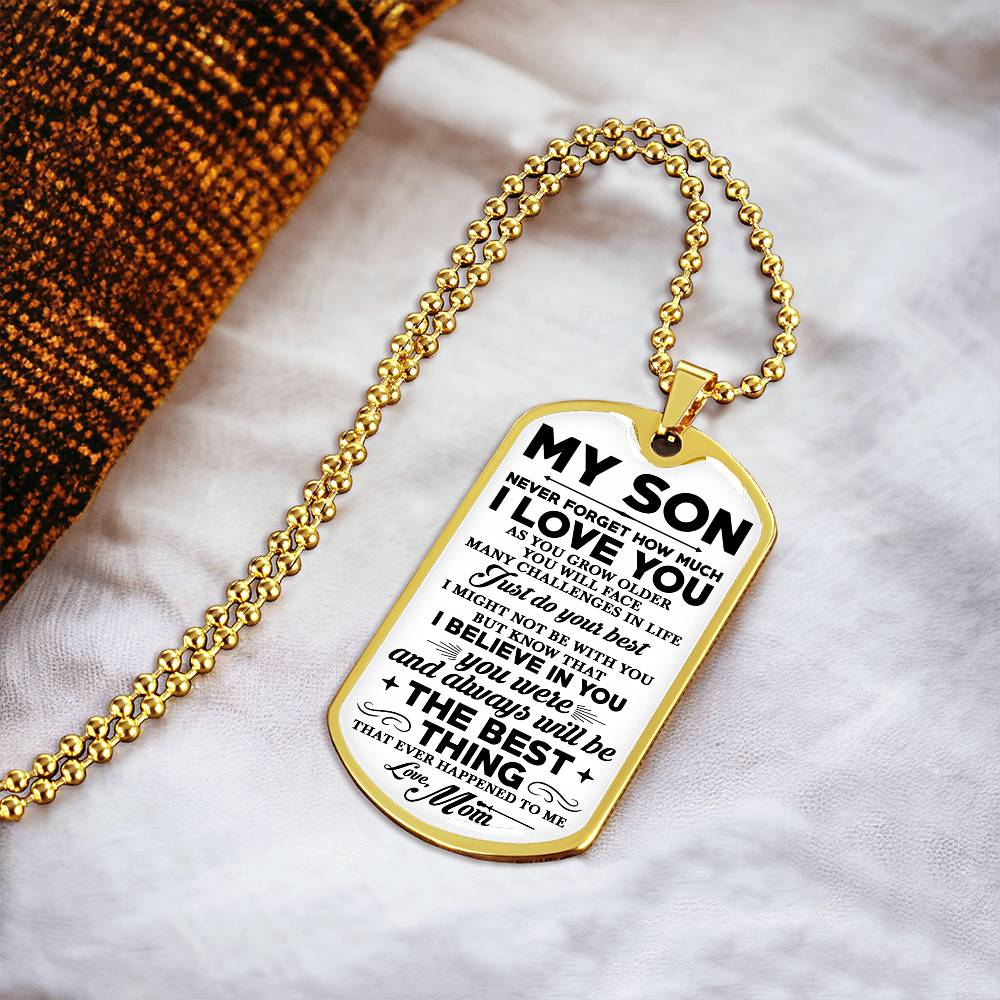 To My Son Dog Tag Necklace, Gift for Son, Dog Tag For Son, Son Gift from Mom, Military Dog Tag Necklace, Son Birthday, Mother to Son Gift