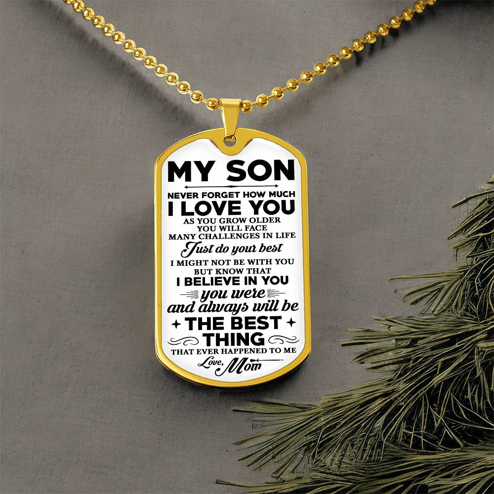 To My Son Dog Tag Necklace, Gift for Son, Dog Tag For Son, Son Gift from Mom, Military Dog Tag Necklace, Son Birthday, Mother to Son Gift