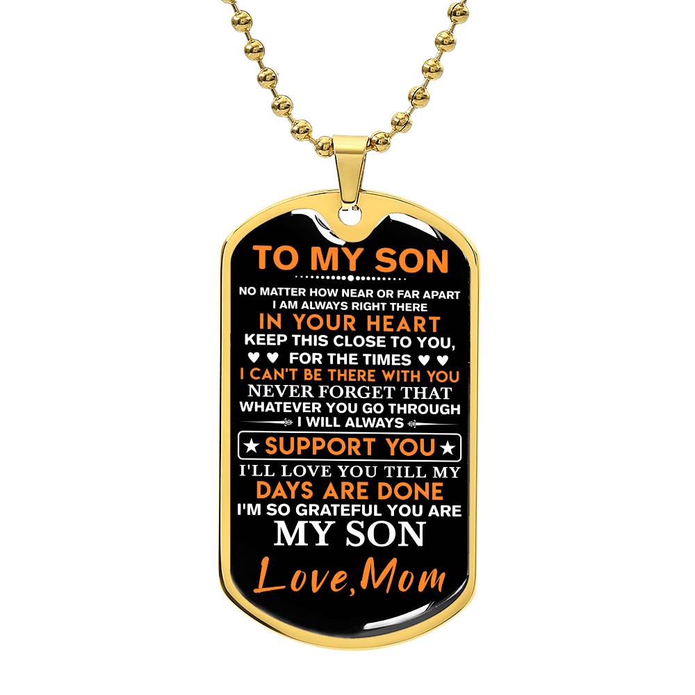 To My Son Dog Tag Necklace, Gift for Son, Dog Tag For Son, Son Gift from Mom, Military Dog Tag Necklace, Son Birthday, Mother to Son Gift