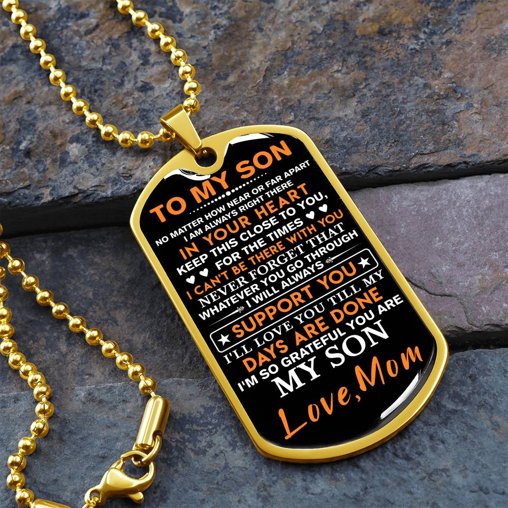 To My Son Dog Tag Necklace, Gift for Son, Dog Tag For Son, Son Gift from Mom, Military Dog Tag Necklace, Son Birthday, Mother to Son Gift