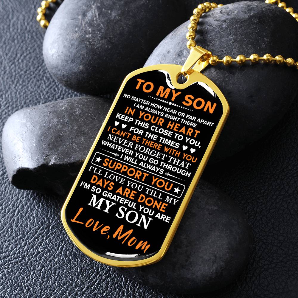 To My Son Dog Tag Necklace, Gift for Son, Dog Tag For Son, Son Gift from Mom, Military Dog Tag Necklace, Son Birthday, Mother to Son Gift