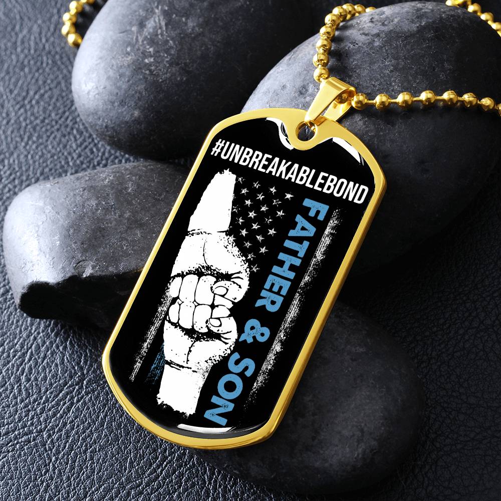 Father and Son, Unbreakable Bond Dog Tag Necklace