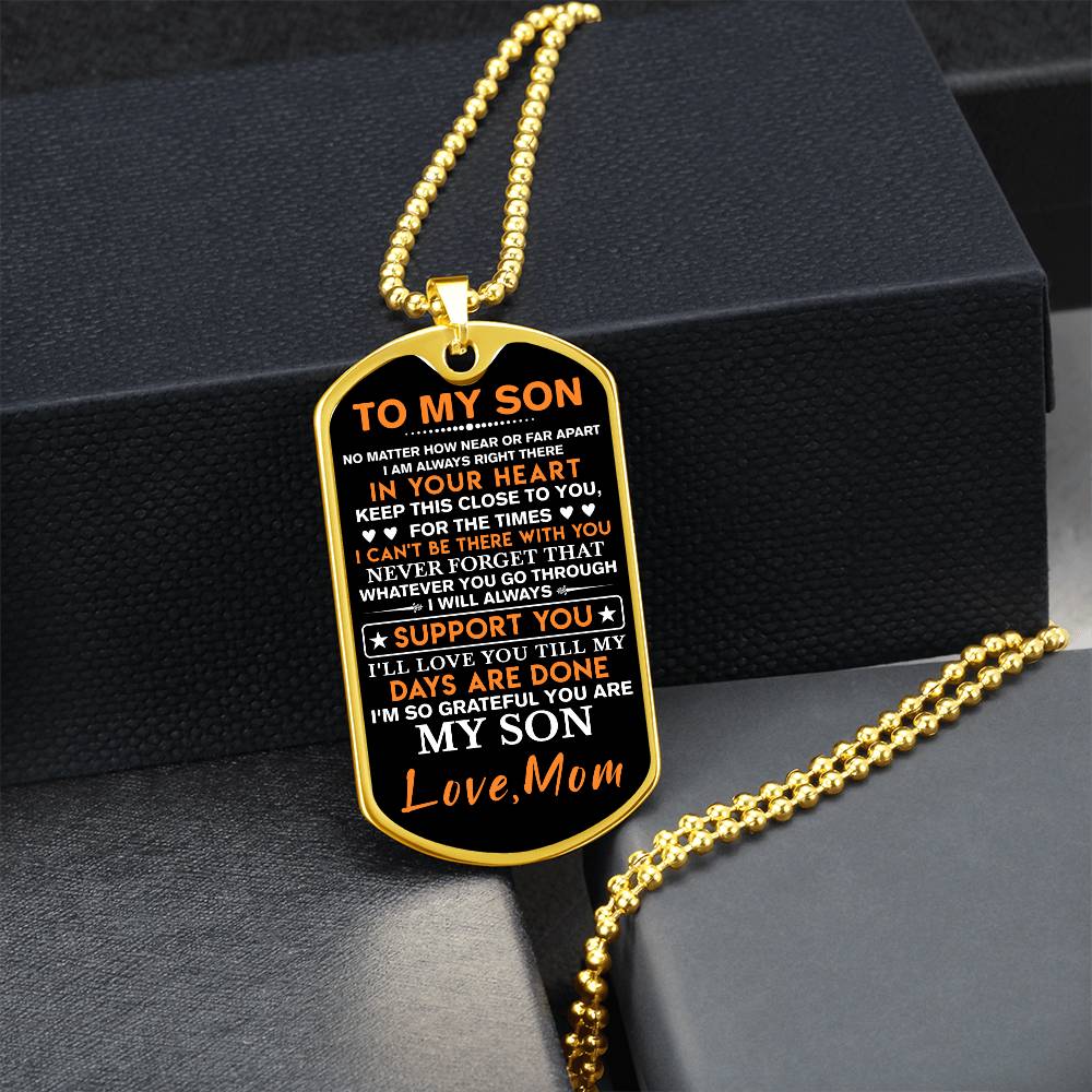 To My Son Dog Tag Necklace, Gift for Son, Dog Tag For Son, Son Gift from Mom, Military Dog Tag Necklace, Son Birthday, Mother to Son Gift