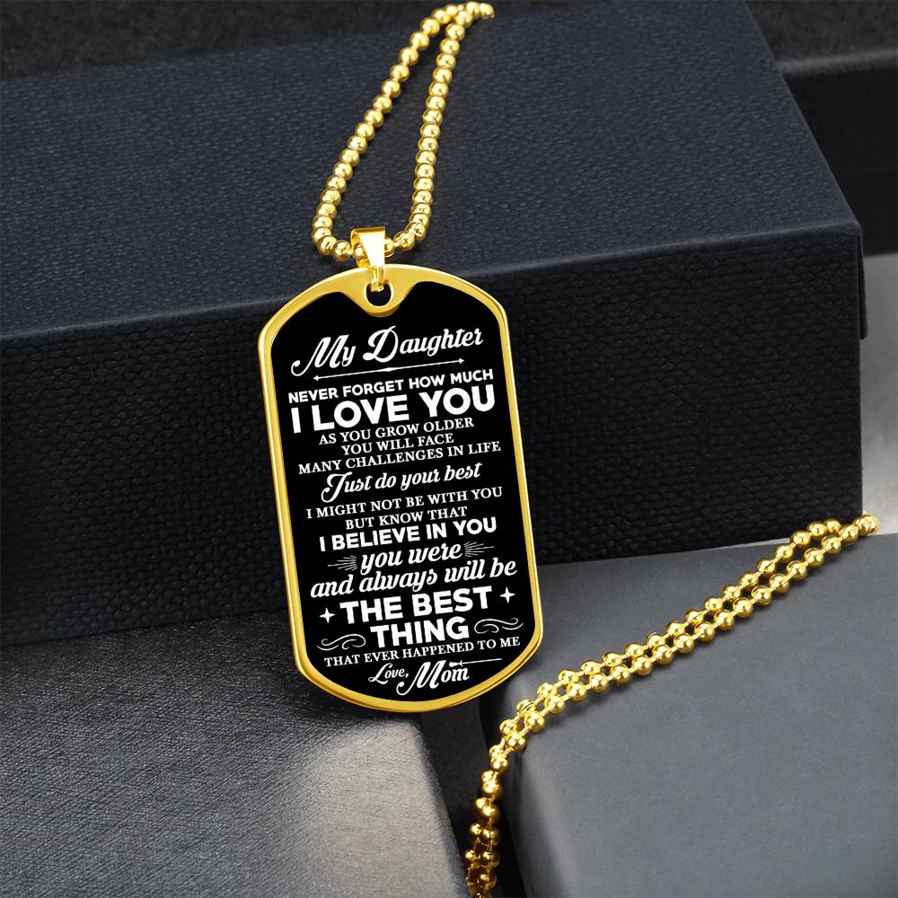 To My Daughter Engraved Dog Tag Pendant, Custom Necklace Daughter, Daughter Gift from Mom, Daughter Birthday, Inspiration Gift for Daughter