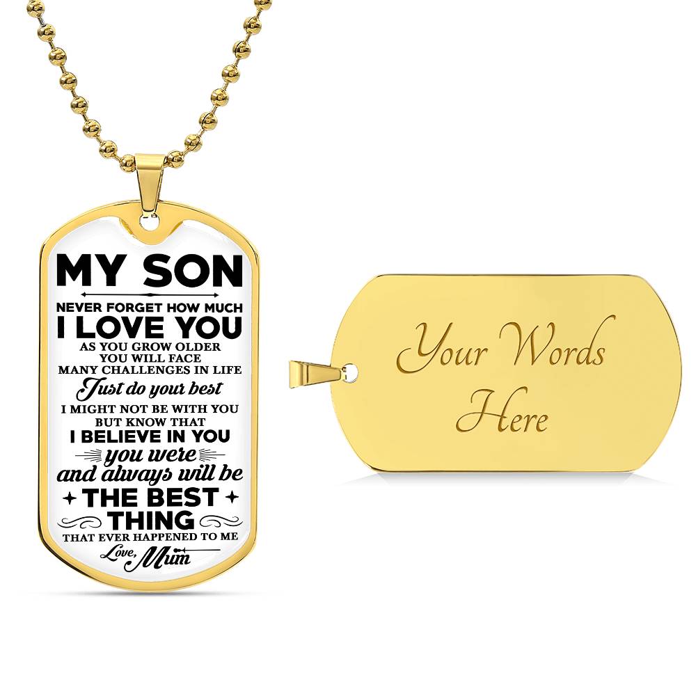 To My Son Dog Tag Necklace, Gift for Son, Dog Tag For Son, Son Gift from Mom, Mum Military Dog Tag Necklace, Son Birthday, Mother to Son Gift