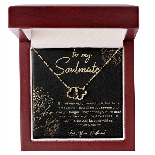 Soulmate Everlasting Love Gold Hearts Necklace wLuxury LED box