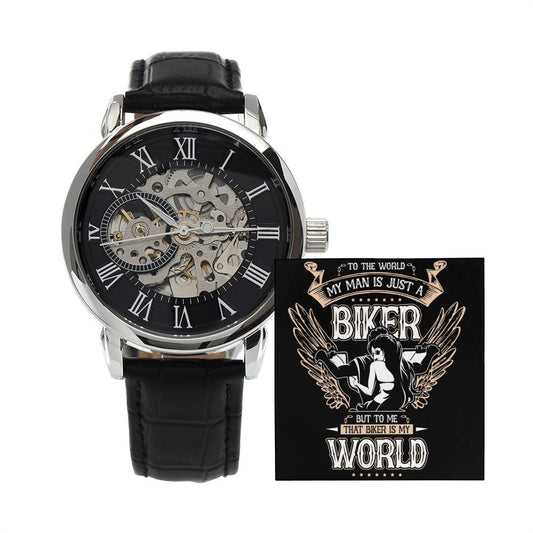 My Biker Black Openwork Watch, Biker Gift, Moto Boyfriend Gift, Husband Biker Birthday Gift, To My Man Biker Watch, Motorcycle Lover Gift