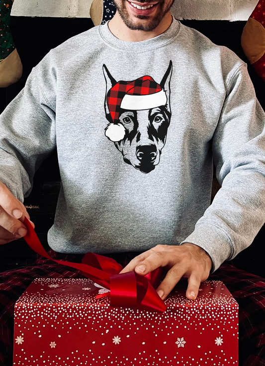 Santa PAWS l Doberman l Crewneck Pullover Sweatshirt