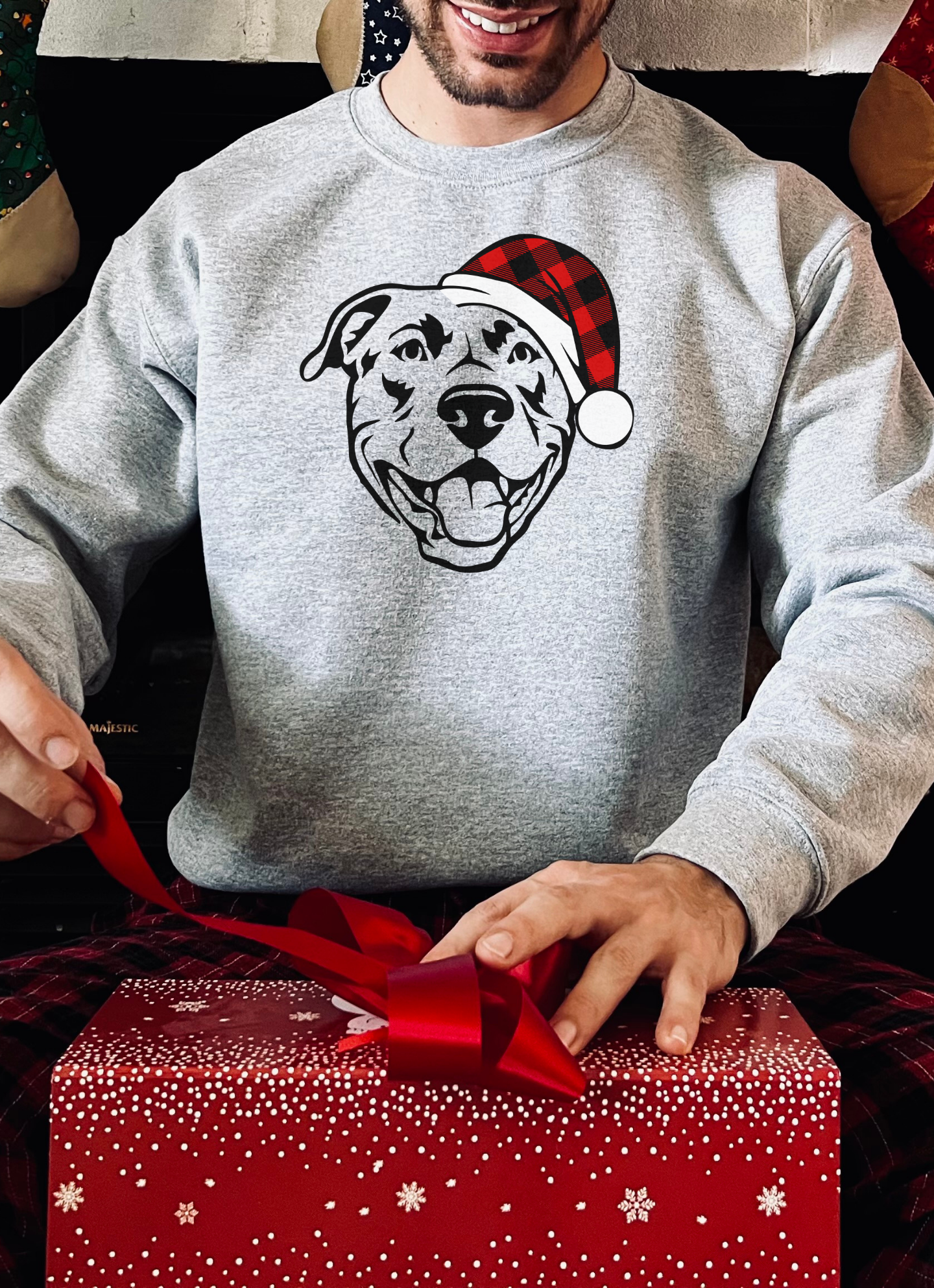 Merry PITmas l Pitbull  Crewneck Pullover Sweatshirt