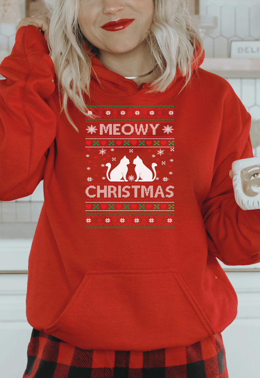 MEOWY CHRISTMAS l Cat Pullover Hoodie