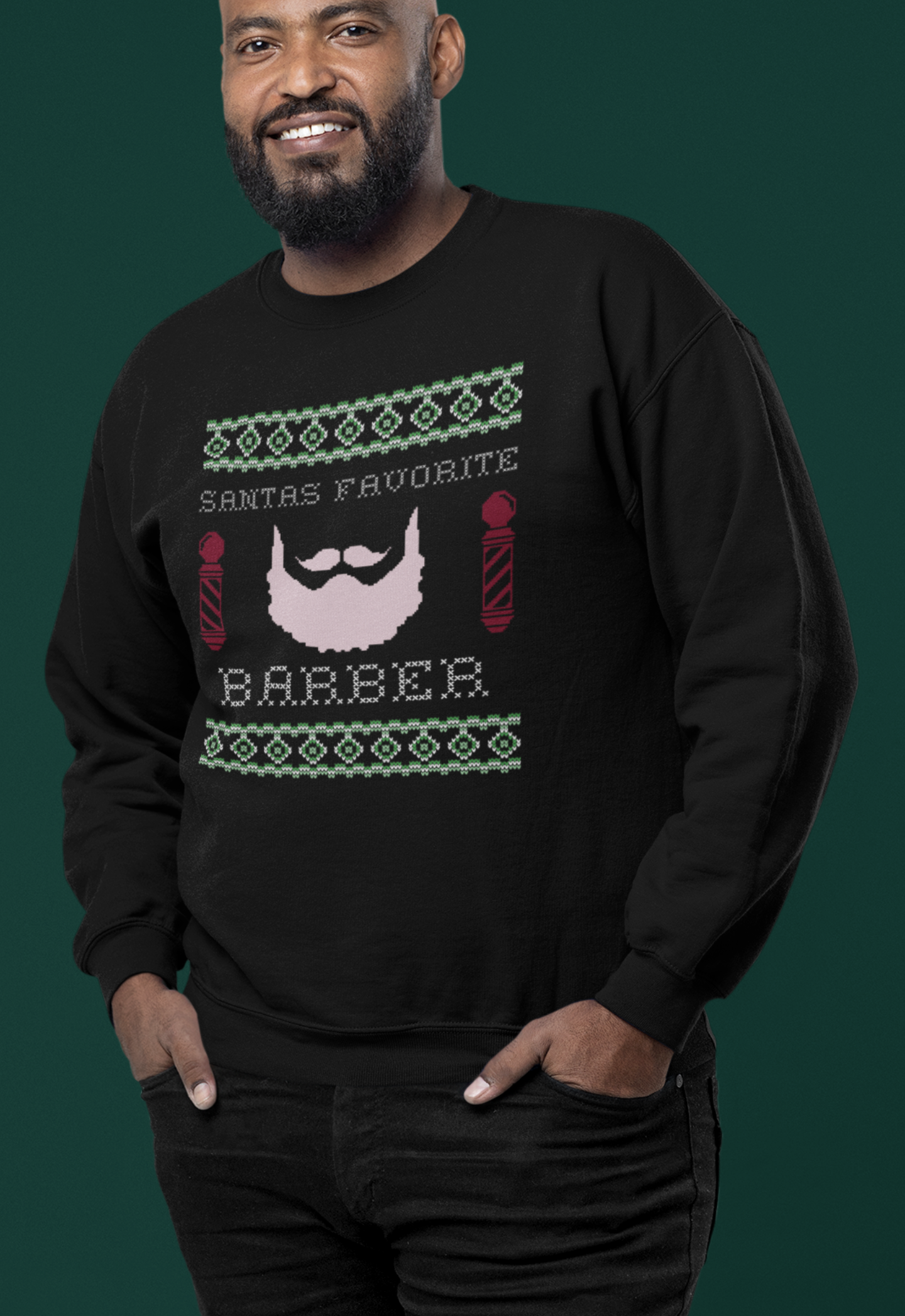 SANTAS FAVORITE BARBER l Christmas Crewneck Pullover Sweatshirt