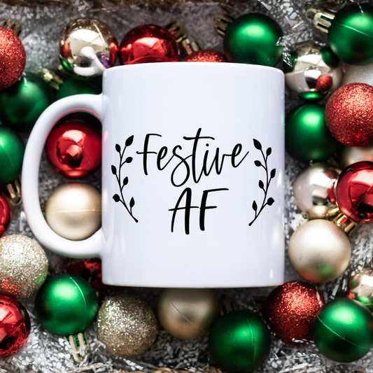 Festive AF l 11 oz. White Mug