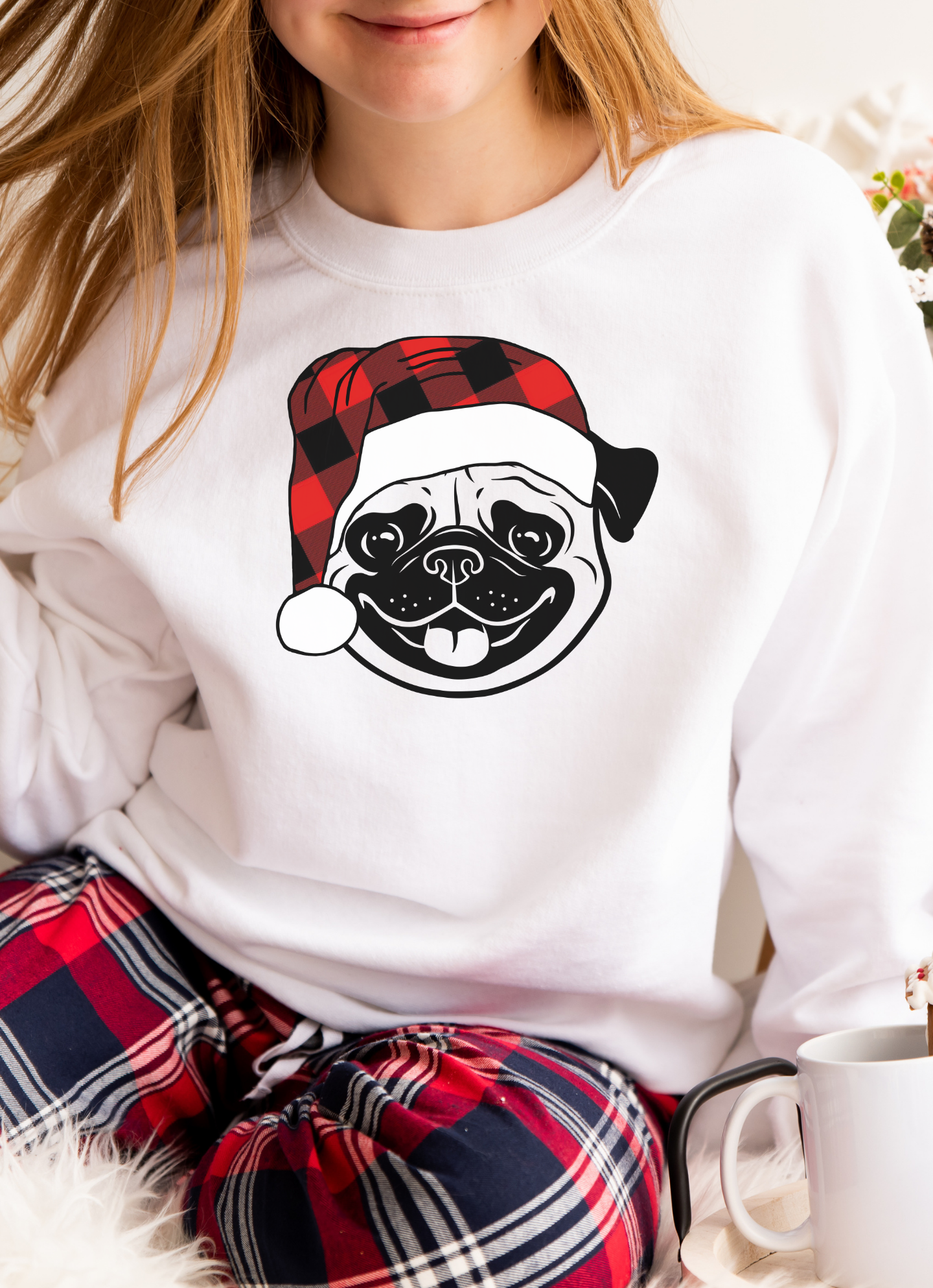 Merry PUG Life l Crewneck Pullover Sweatshirt