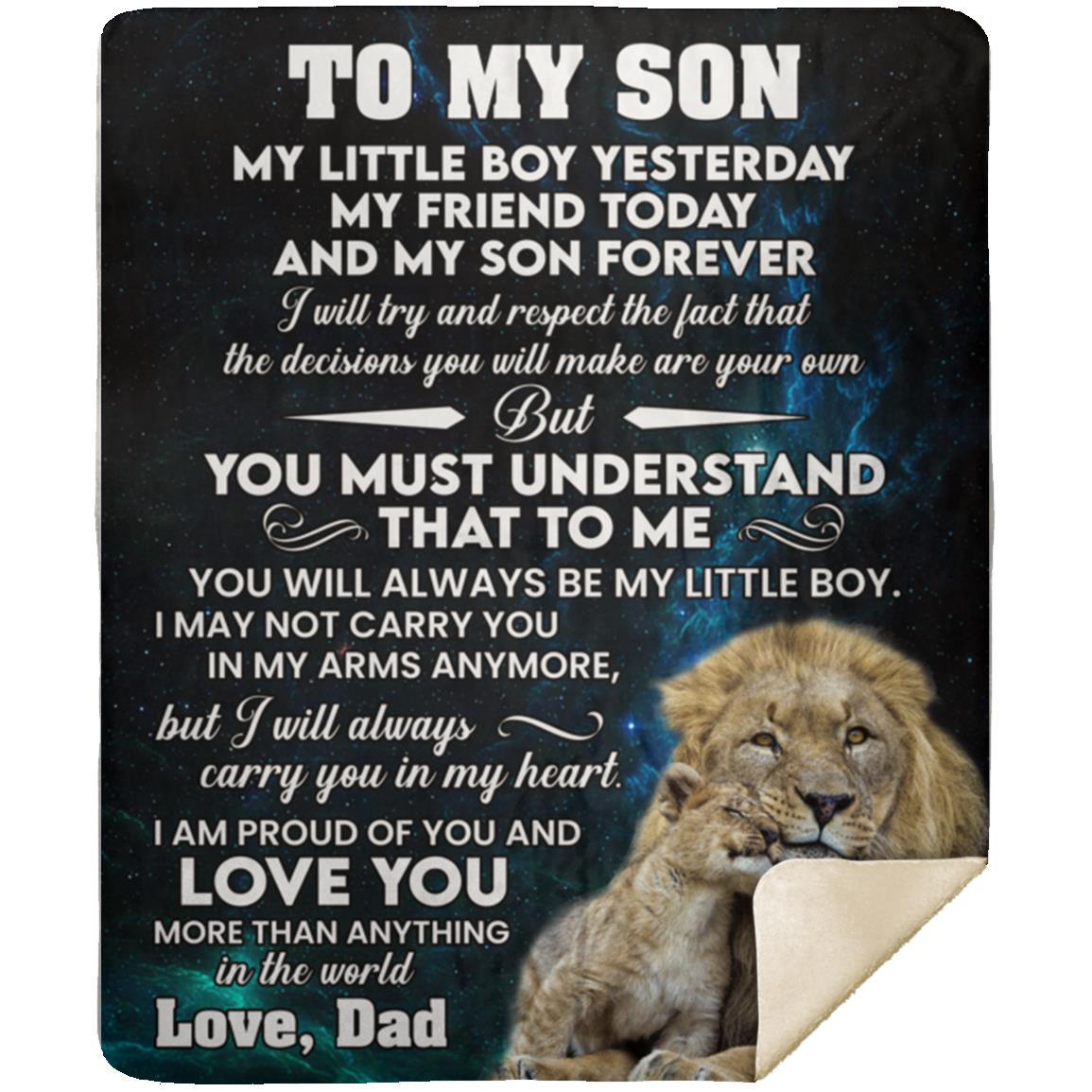 To My Son l My Little Boy Yesterday, Blue l Love Dad l Blanket