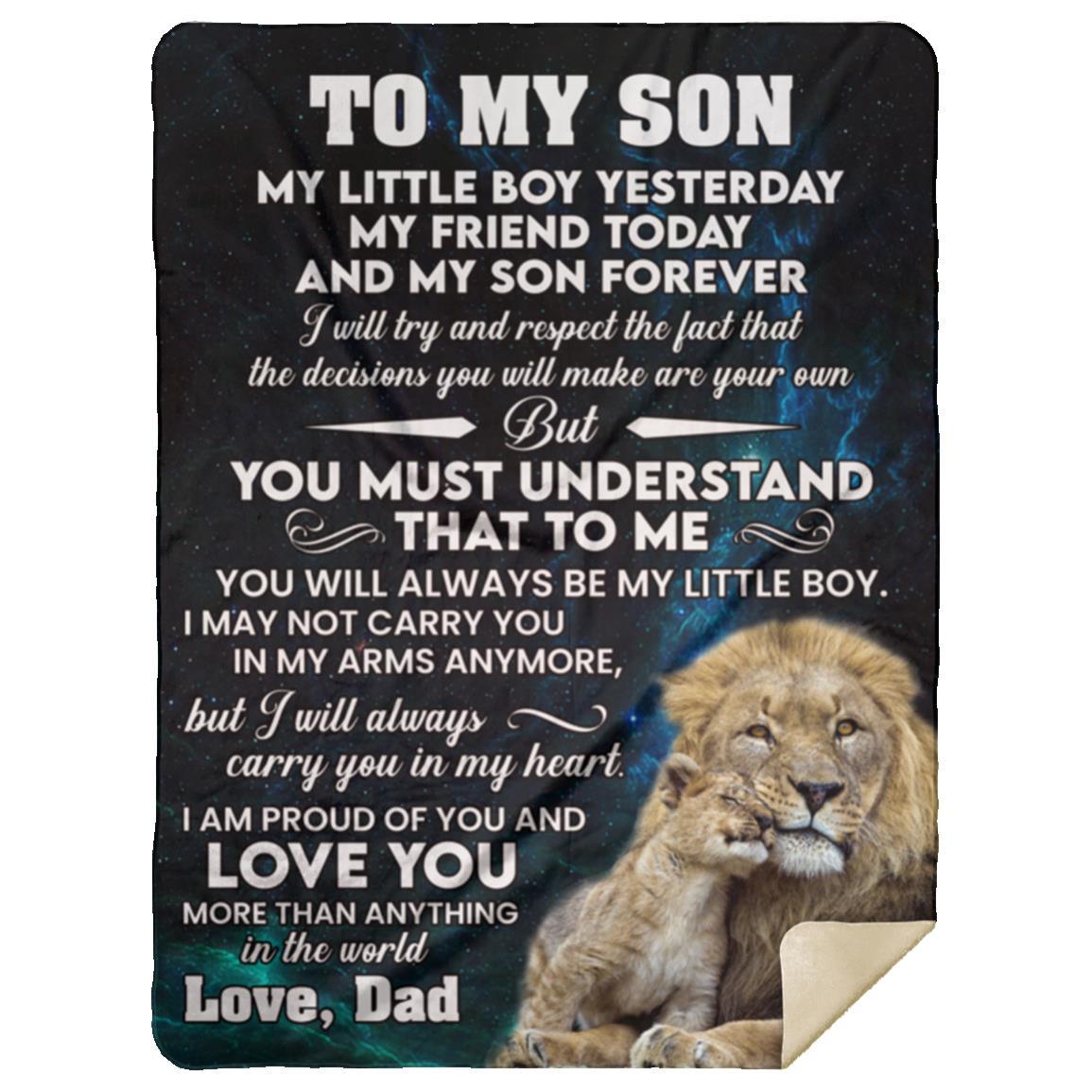 To My Son l My Little Boy Yesterday, Blue l Love Dad l Blanket