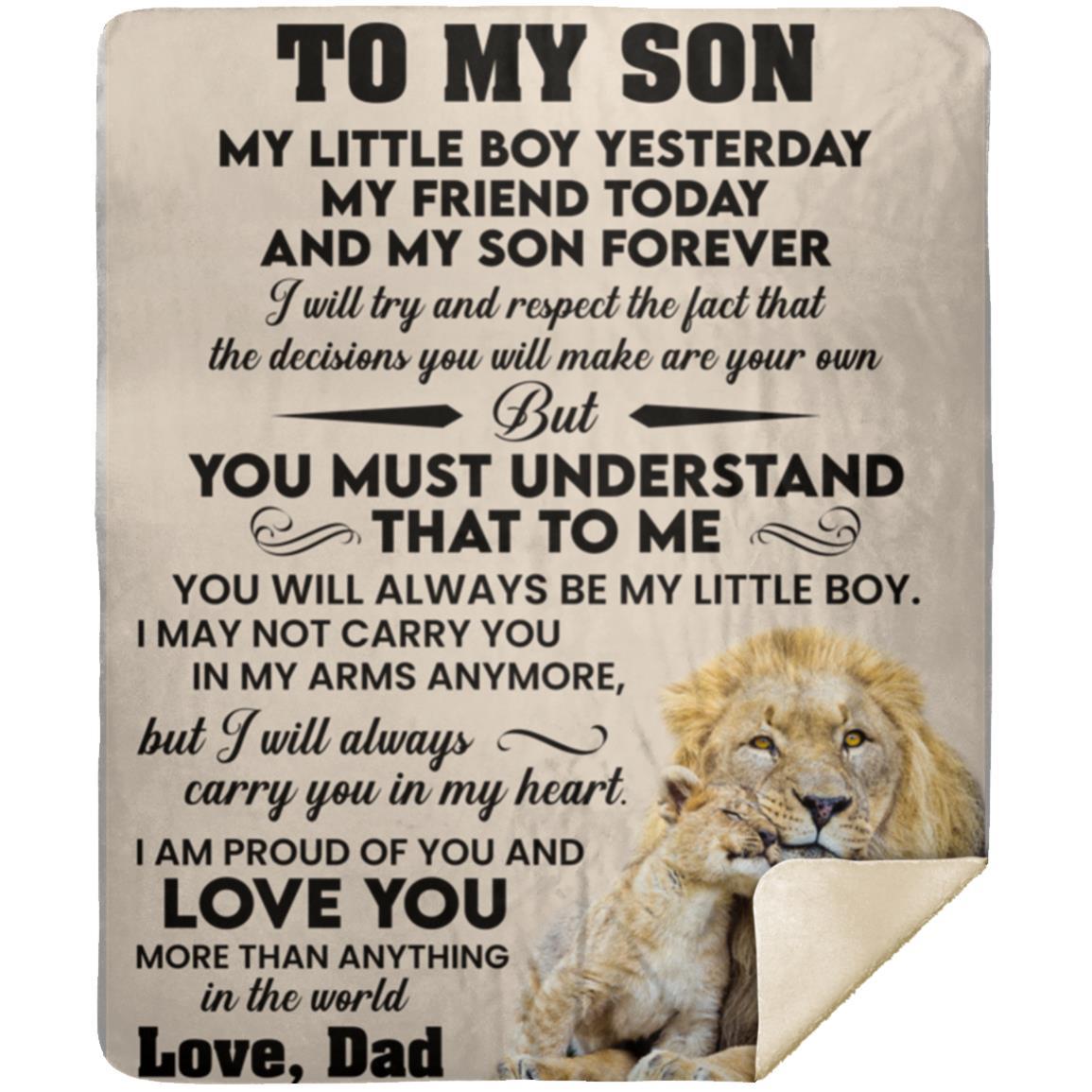 To My Son l My Little Boy Yesterday, Love Dad Tan Blanket