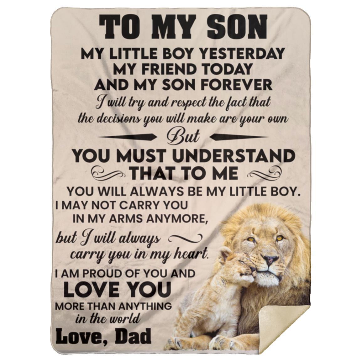 To My Son l My Little Boy Yesterday, Love Dad Tan Blanket