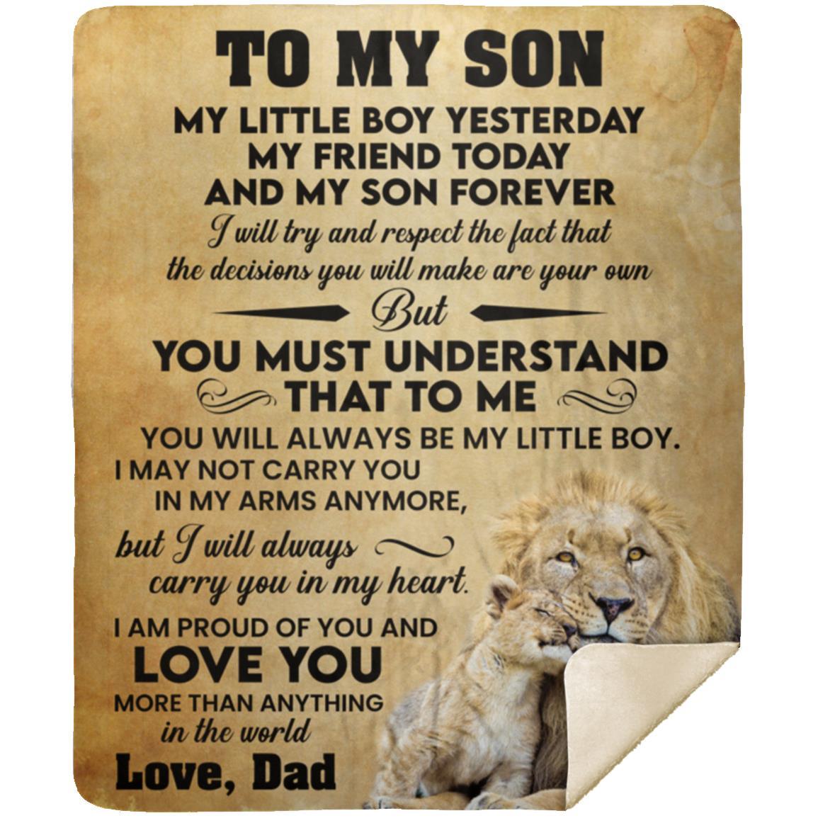 To My Son l My Little Boy Yesterday, Gold l Love Dad Blanket