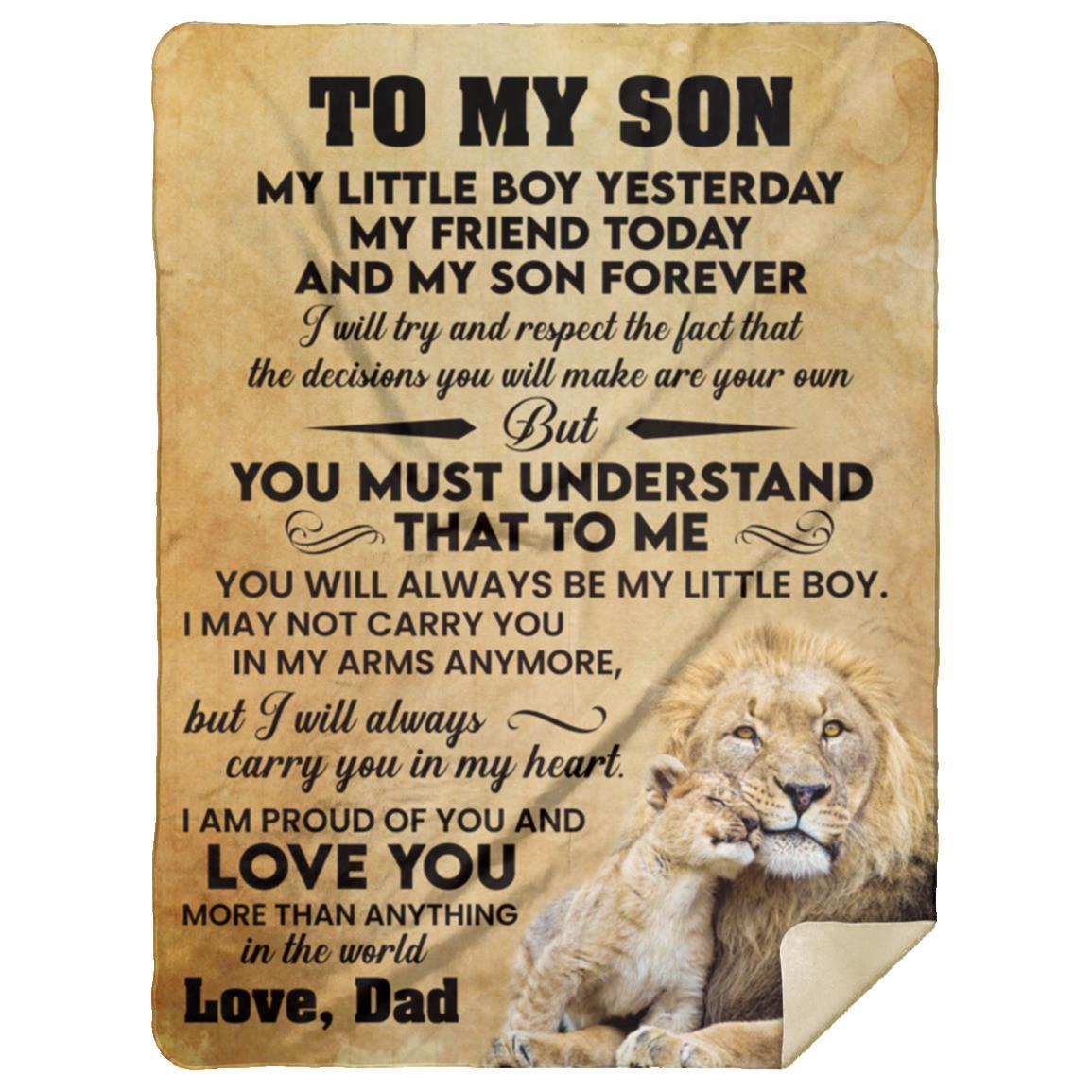 To My Son l My Little Boy Yesterday, Gold l Love Dad Blanket