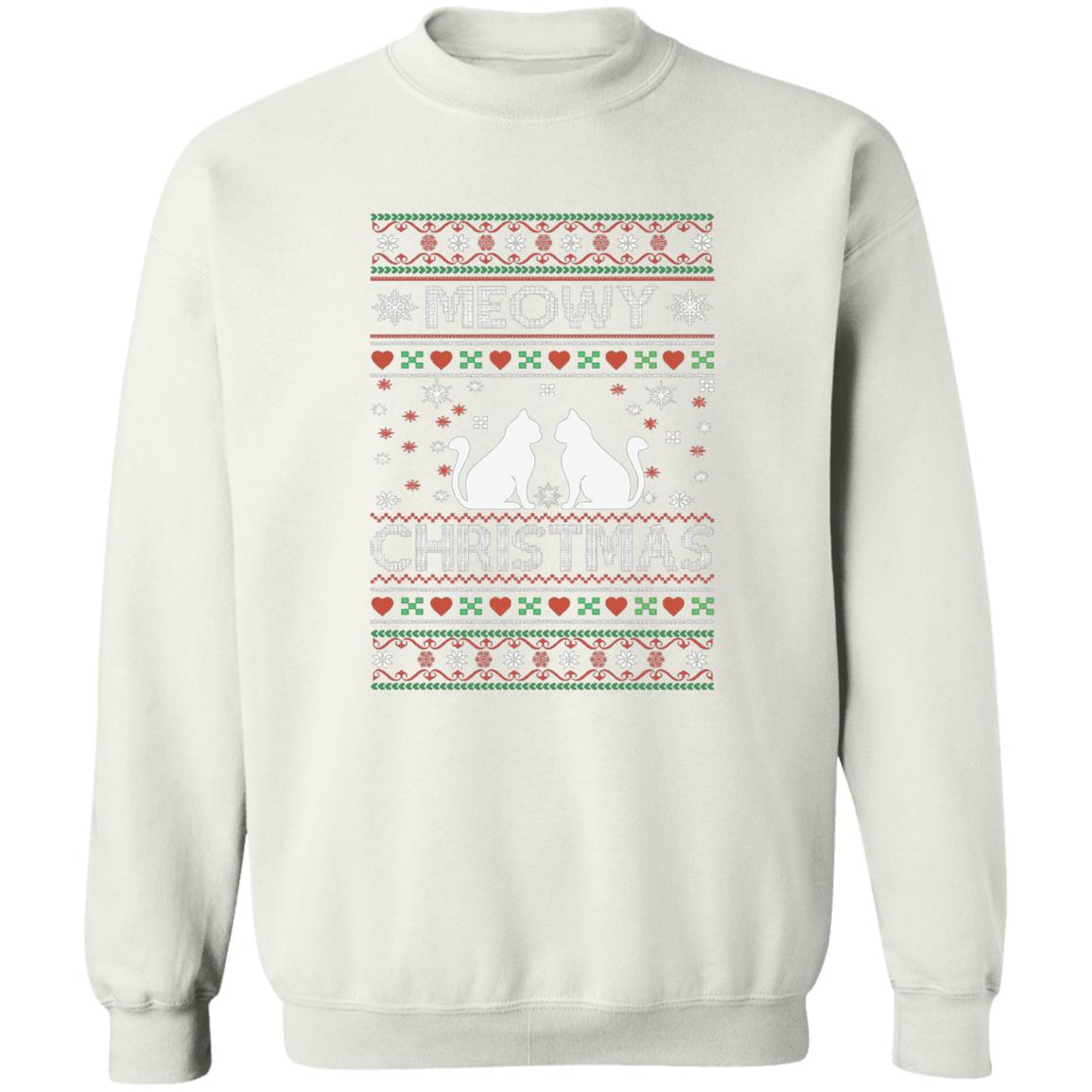 MEOWY CHRISTMAS l Cat Crewneck Pullover Sweatshirt